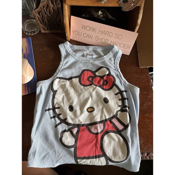 Hello Kitty Tops - Hello Kitty Sky Blue Racerback Tank Top (Women's Large ) – Cute Kawaii Graphic